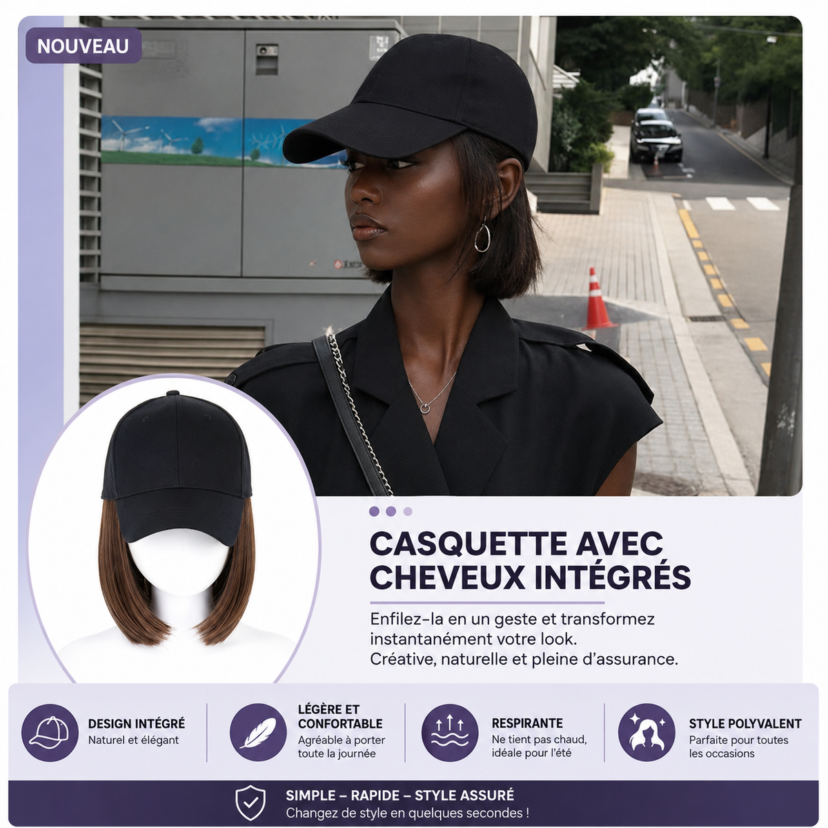 CASQUETTE PERUQUE