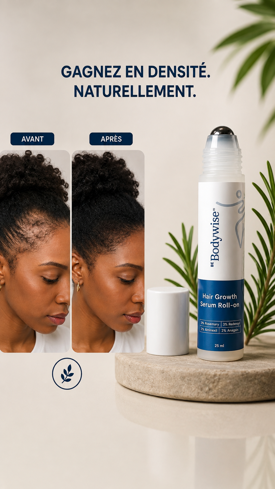 Sérum roll-on pour la croissance des cheveux